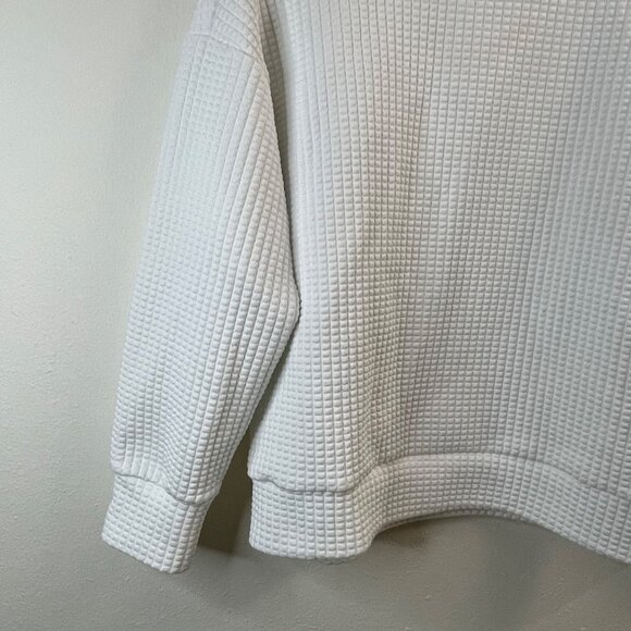 Dazy White Textured Waffle-Knit Crewneck Pullover Sweater M - Picture 5 of 11